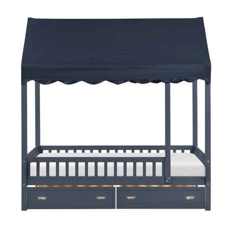 Sloane Navy Blue Twin Canopy Platform Bed from Homelegance - Luna Furniture