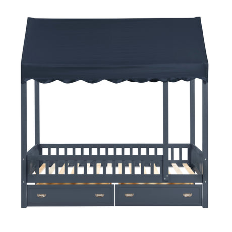 Sloane Navy Blue Twin Canopy Platform Bed from Homelegance - Luna Furniture