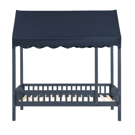 Sloane Navy Blue Twin Canopy Platform Bed from Homelegance - Luna Furniture