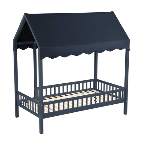 Sloane Navy Blue Twin Canopy Platform Bed from Homelegance - Luna Furniture