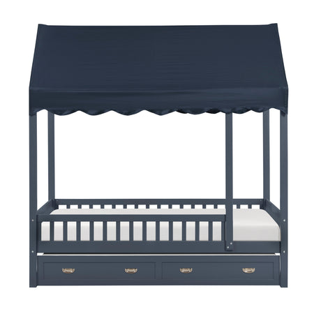 Sloane Navy Blue Twin Canopy Platform Bed from Homelegance - Luna Furniture
