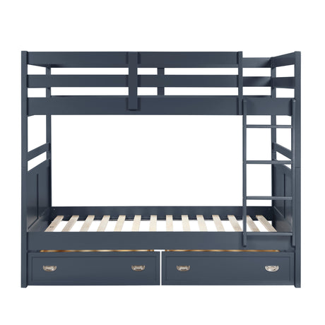 Sloane Navy Blue Full/Full Bunk Bed from Homelegance - Luna Furniture