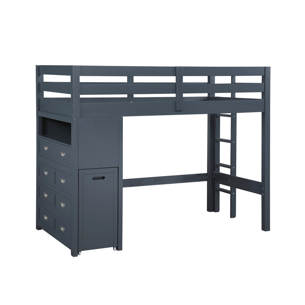 Sloane Navy Blue Twin/Full Loft Bunk Bed with Chest and Hidden Desk from Homelegance - Luna Furniture