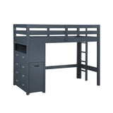 Sloane Navy Blue Twin/Full Loft Bunk Bed with Chest and Hidden Desk from Homelegance - Luna Furniture
