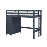 Sloane Navy Blue Twin/Full Loft Bunk Bed with Chest and Hidden Desk from Homelegance - Luna Furniture