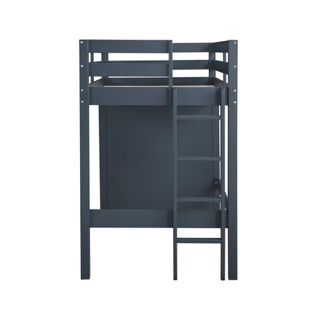 Sloane Navy Blue Twin/Full Loft Bunk Bed with Chest and Hidden Desk from Homelegance - Luna Furniture