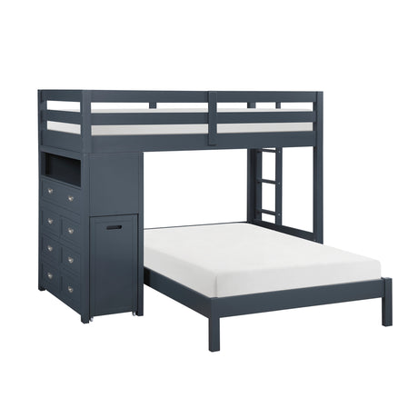 Sloane Navy Blue Twin/Full Loft Bunk Bed with Chest and Hidden Desk from Homelegance - Luna Furniture