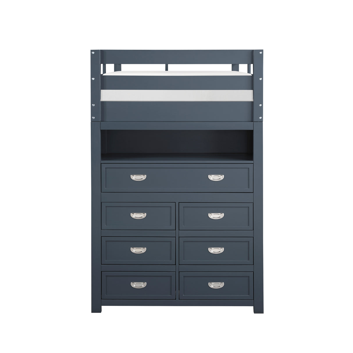 Sloane Navy Blue Twin/Full Loft Bunk Bed with Chest and Hidden Desk from Homelegance - Luna Furniture