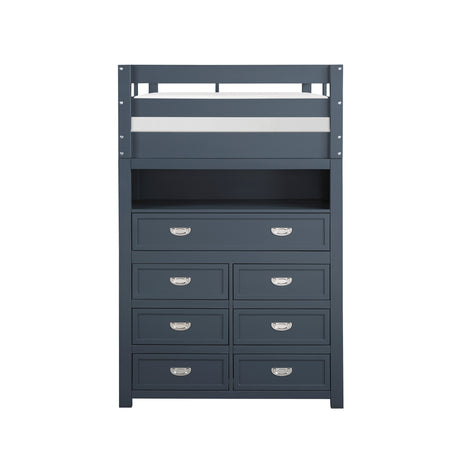 Sloane Navy Blue Twin/Full Loft Bunk Bed with Chest and Hidden Desk from Homelegance - Luna Furniture