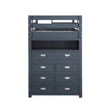 Sloane Navy Blue Twin/Full Loft Bunk Bed with Chest and Hidden Desk from Homelegance - Luna Furniture