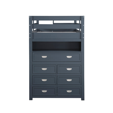Sloane Navy Blue Twin/Full Loft Bunk Bed with Chest and Hidden Desk from Homelegance - Luna Furniture
