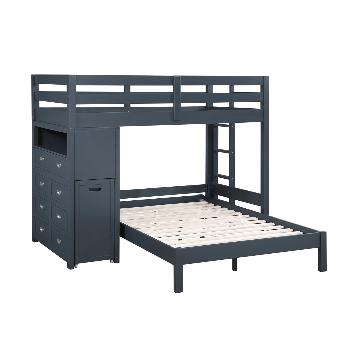 Sloane Navy Blue Twin/Full Loft Bunk Bed with Chest and Hidden Desk from Homelegance - Luna Furniture