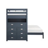 Sloane Navy Blue Twin/Full Loft Bunk Bed with Chest and Hidden Desk from Homelegance - Luna Furniture