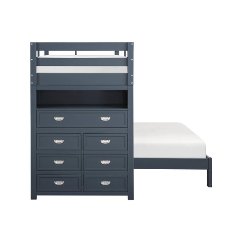 Sloane Navy Blue Twin/Full Loft Bunk Bed with Chest and Hidden Desk from Homelegance - Luna Furniture