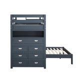 Sloane Navy Blue Twin/Full Loft Bunk Bed with Chest and Hidden Desk from Homelegance - Luna Furniture