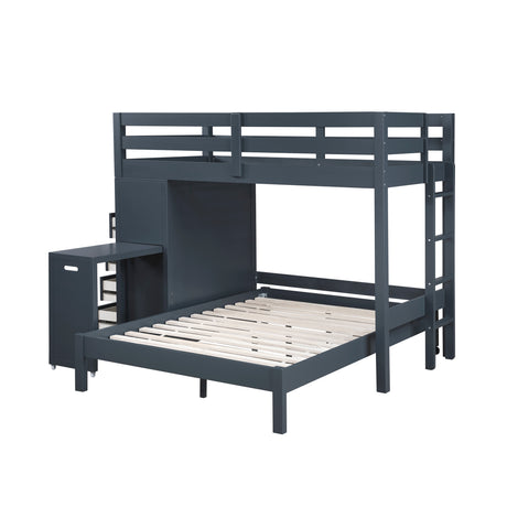 Sloane Navy Blue Twin/Full Loft Bunk Bed with Chest and Hidden Desk from Homelegance - Luna Furniture