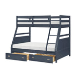 Sloane Navy Blue Twin/Full Bunk Bed from Homelegance - Luna Furniture