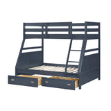 Sloane Navy Blue Twin/Full Bunk Bed from Homelegance - Luna Furniture