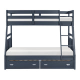 Sloane Navy Blue Twin/Full Bunk Bed from Homelegance - Luna Furniture