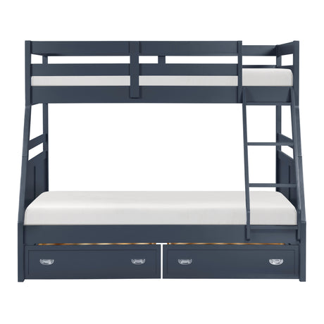 Sloane Navy Blue Twin/Full Bunk Bed from Homelegance - Luna Furniture