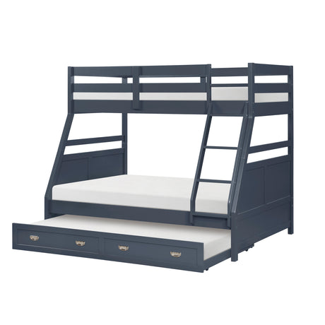 Sloane Navy Blue Twin/Full Bunk Bed from Homelegance - Luna Furniture