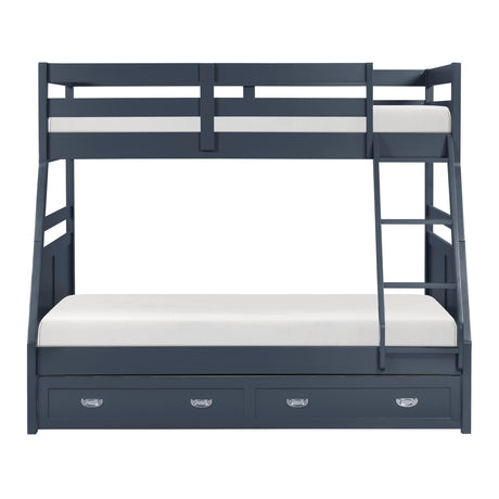 Sloane Navy Blue Twin/Full Bunk Bed from Homelegance - Luna Furniture