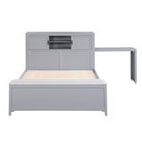 Sloane Gray Full Bookcase Bed with Hidden Desk, Stool and Storage Bench from Homelegance - Luna Furniture