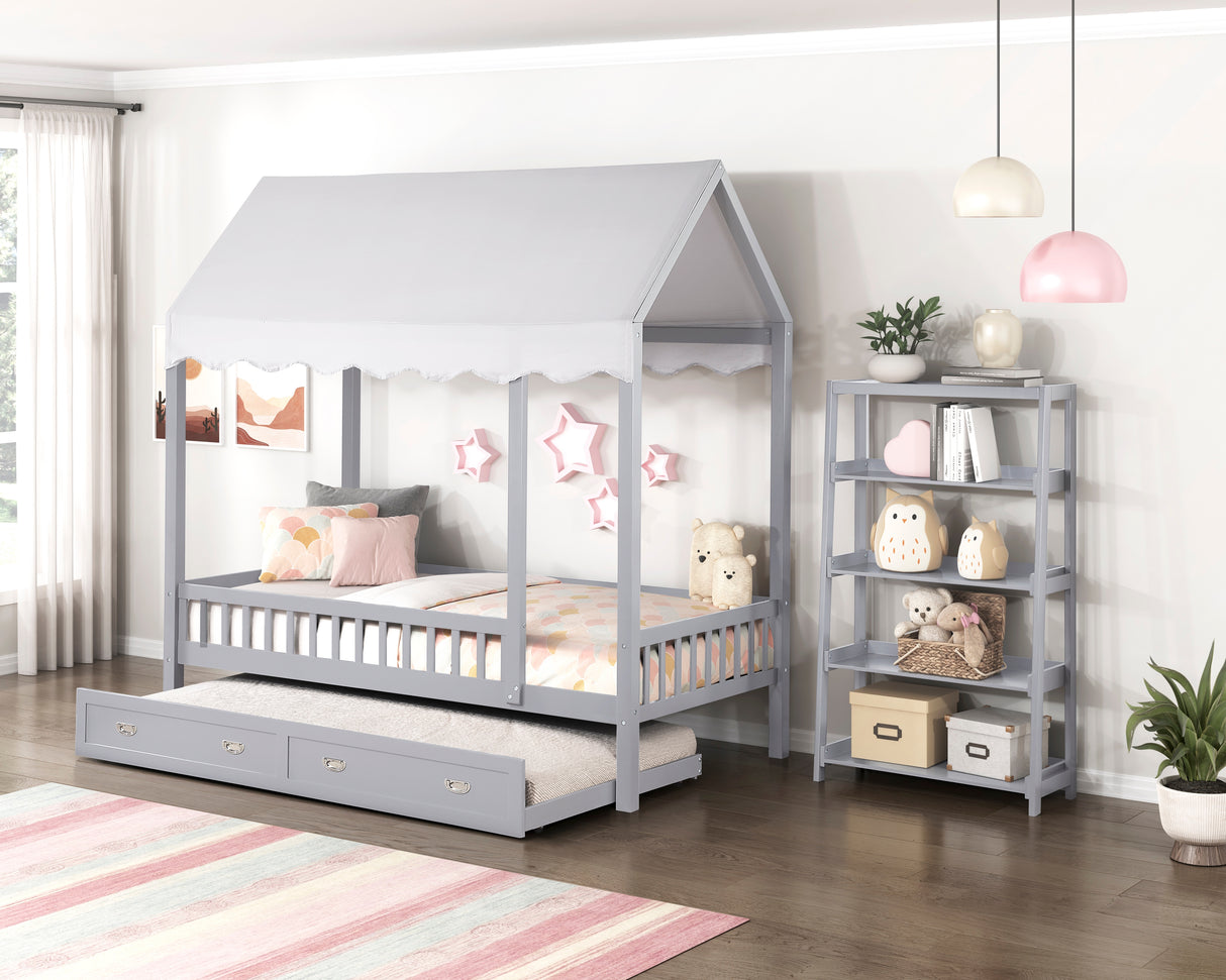 Sloane Gray Twin Canopy Platform Bed from Homelegance - Luna Furniture