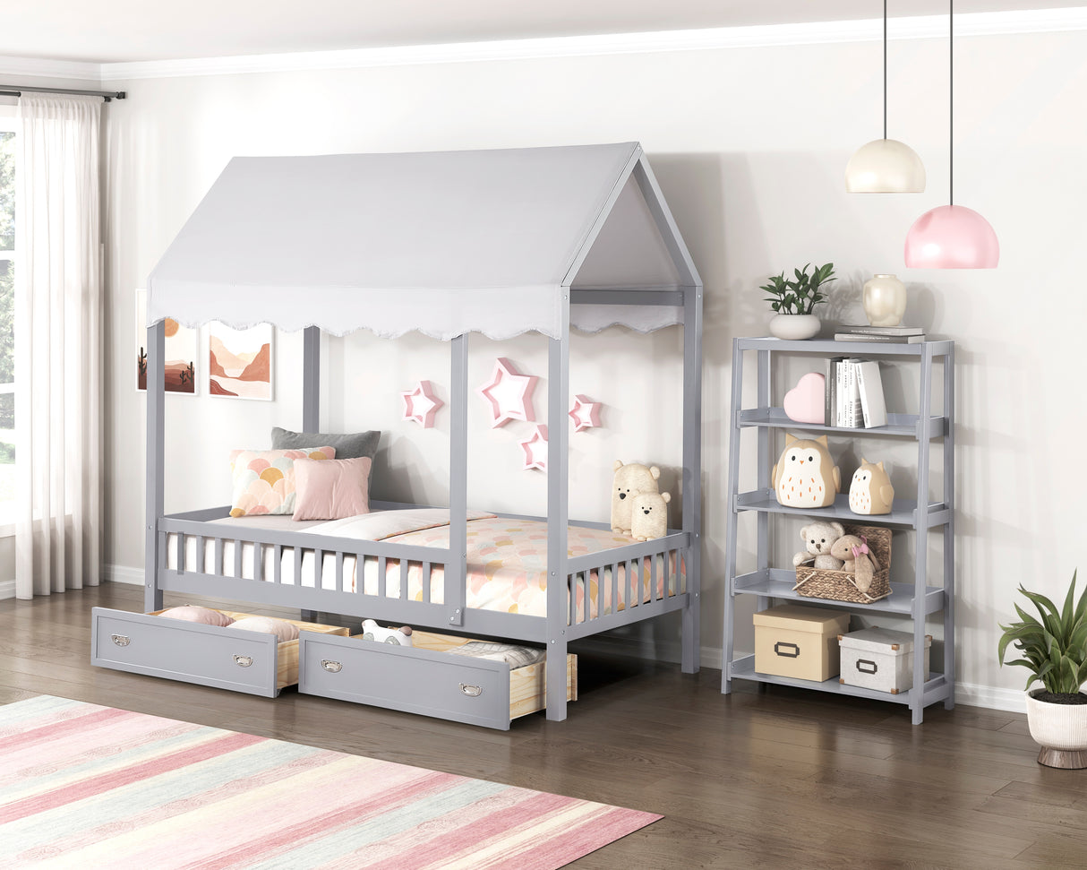 Sloane Gray Twin Canopy Platform Bed from Homelegance - Luna Furniture