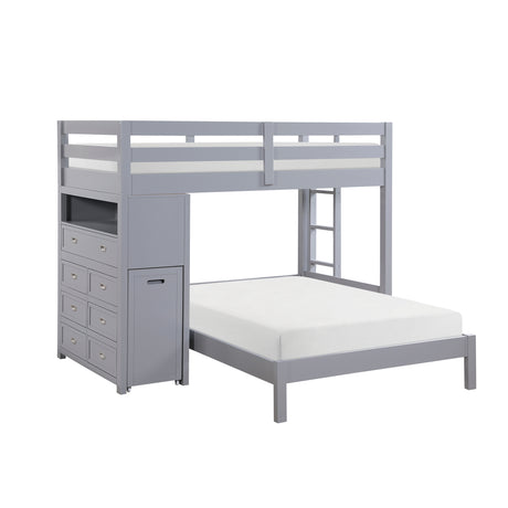 Sloane Gray Twin/Full Loft Bunk Bed with Chest and Hidden Desk from Homelegance - Luna Furniture