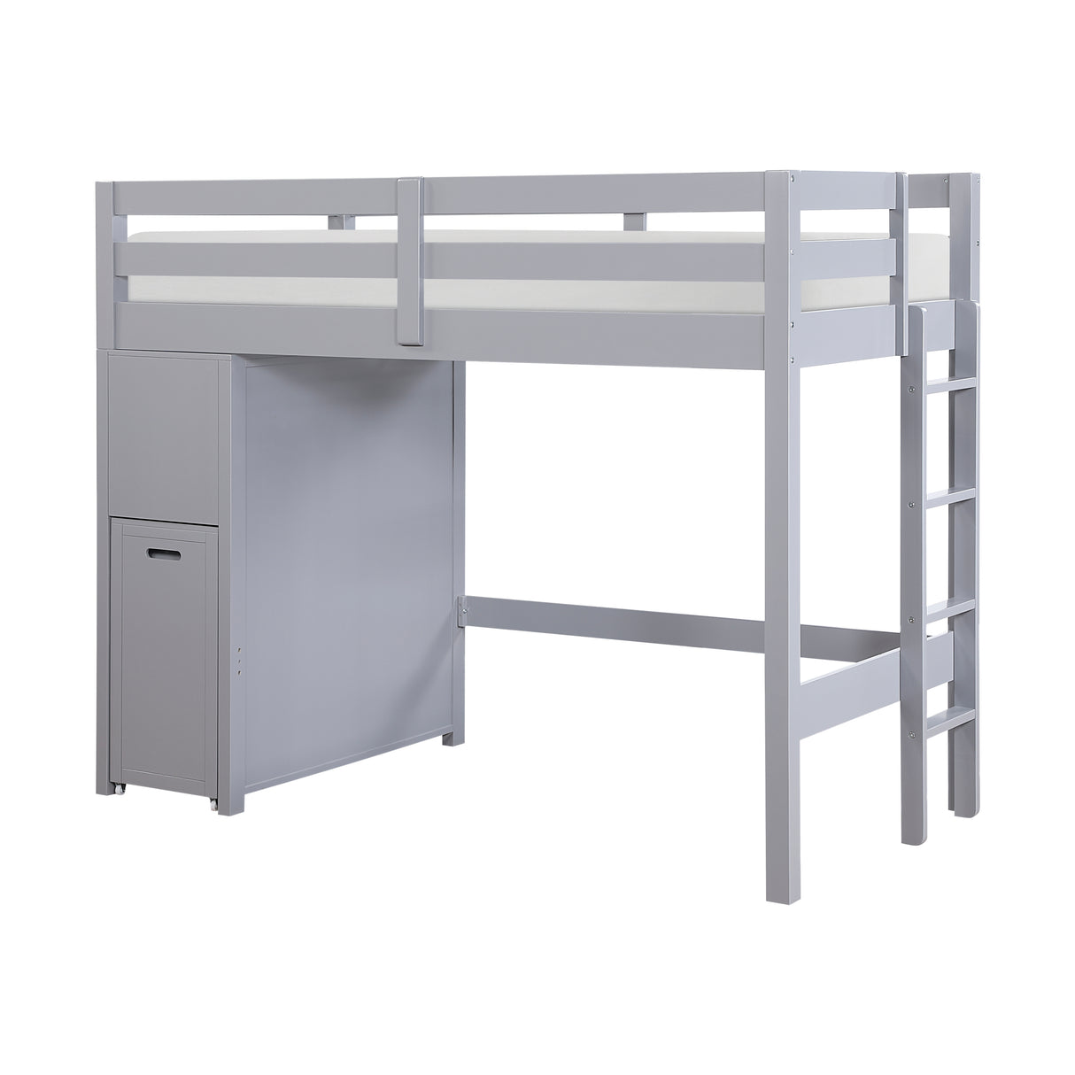 Sloane Gray Twin/Full Loft Bunk Bed with Chest and Hidden Desk from Homelegance - Luna Furniture