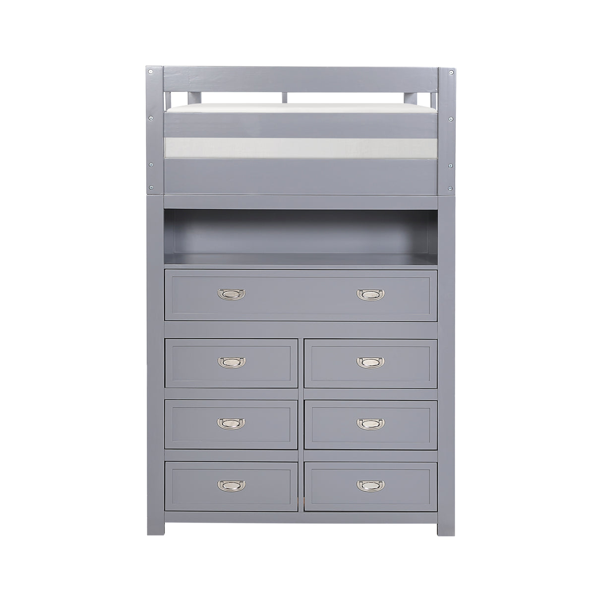 Sloane Gray Twin/Full Loft Bunk Bed with Chest and Hidden Desk from Homelegance - Luna Furniture