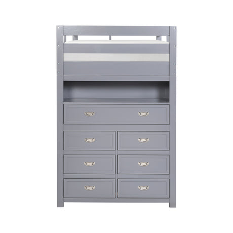 Sloane Gray Twin/Full Loft Bunk Bed with Chest and Hidden Desk from Homelegance - Luna Furniture