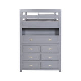 Sloane Gray Twin/Full Loft Bunk Bed with Chest and Hidden Desk from Homelegance - Luna Furniture