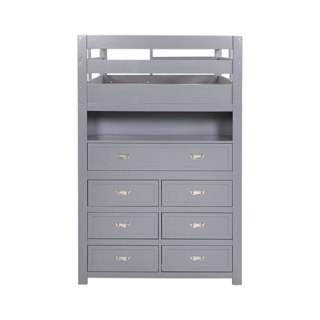 Sloane Gray Twin/Full Loft Bunk Bed with Chest and Hidden Desk from Homelegance - Luna Furniture
