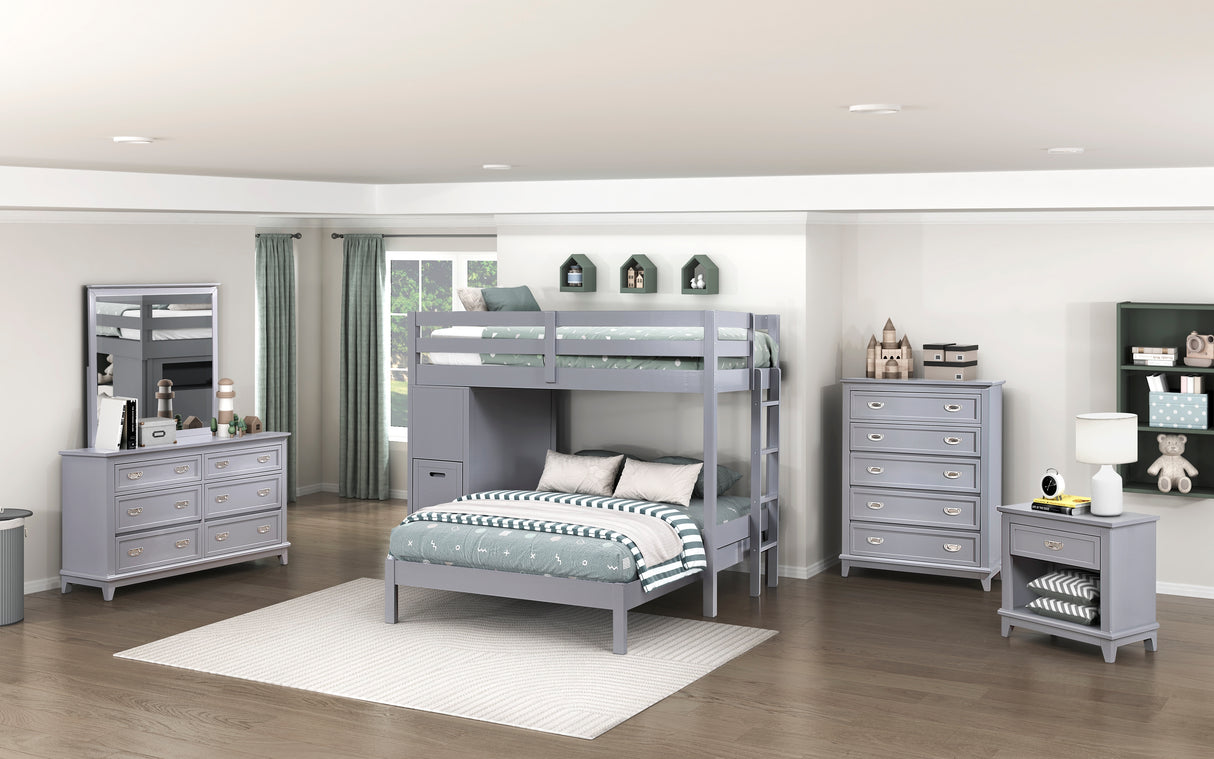 Sloane Gray Twin/Full Loft Bunk Bed with Chest and Hidden Desk from Homelegance - Luna Furniture