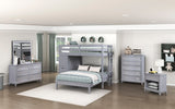 Sloane Gray Twin/Full Loft Bunk Bed with Chest and Hidden Desk from Homelegance - Luna Furniture