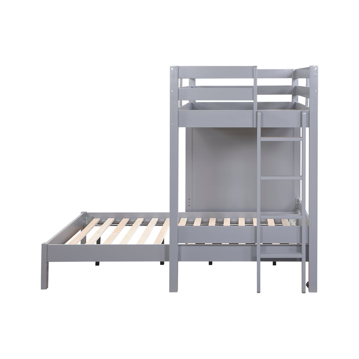 Sloane Gray Twin/Full Loft Bunk Bed with Chest and Hidden Desk from Homelegance - Luna Furniture
