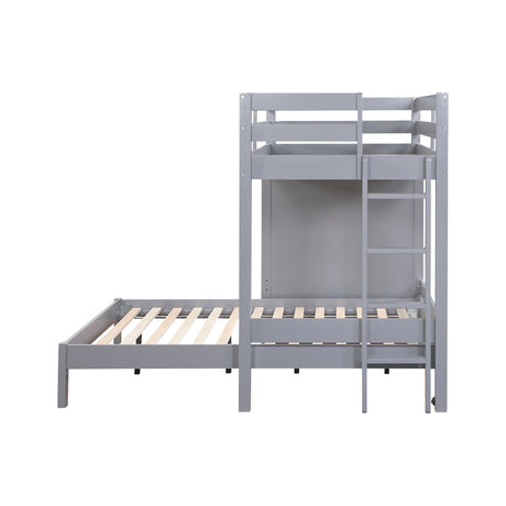 Sloane Gray Twin/Full Loft Bunk Bed with Chest and Hidden Desk from Homelegance - Luna Furniture