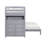 Sloane Gray Twin/Full Loft Bunk Bed with Chest and Hidden Desk from Homelegance - Luna Furniture