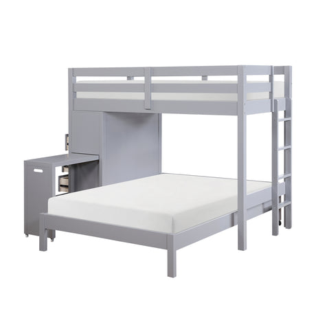 Sloane Gray Twin/Full Loft Bunk Bed with Chest and Hidden Desk from Homelegance - Luna Furniture