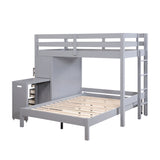Sloane Gray Twin/Full Loft Bunk Bed with Chest and Hidden Desk from Homelegance - Luna Furniture