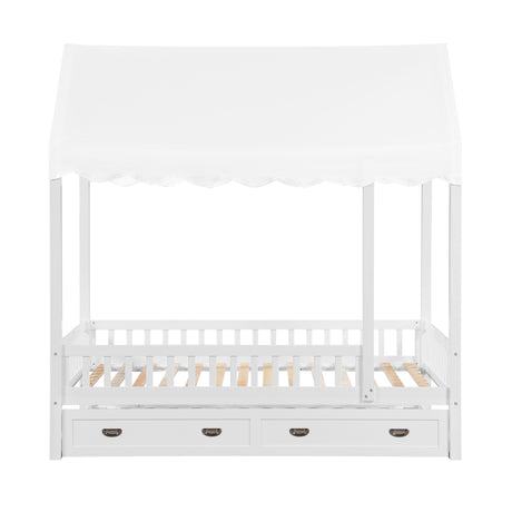 Sloane White Twin Canopy Platform Bed from Homelegance - Luna Furniture