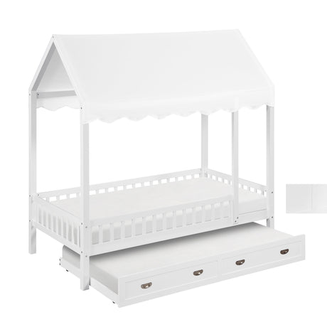 Sloane White Twin Canopy Platform Bed from Homelegance - Luna Furniture