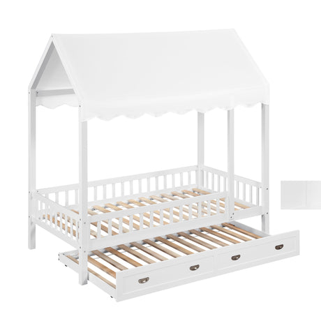 Sloane White Twin Canopy Platform Bed from Homelegance - Luna Furniture