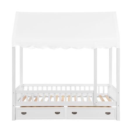 Sloane White Twin Canopy Platform Bed from Homelegance - Luna Furniture