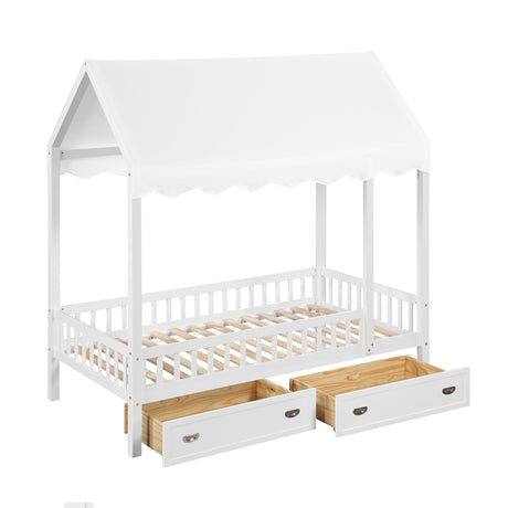 Sloane White Twin Canopy Platform Bed from Homelegance - Luna Furniture