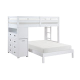 Sloane White Twin/Full Loft Bunk Bed with Chest and Hidden Desk from Homelegance - Luna Furniture