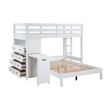 Sloane White Twin/Full Loft Bunk Bed with Chest and Hidden Desk from Homelegance - Luna Furniture