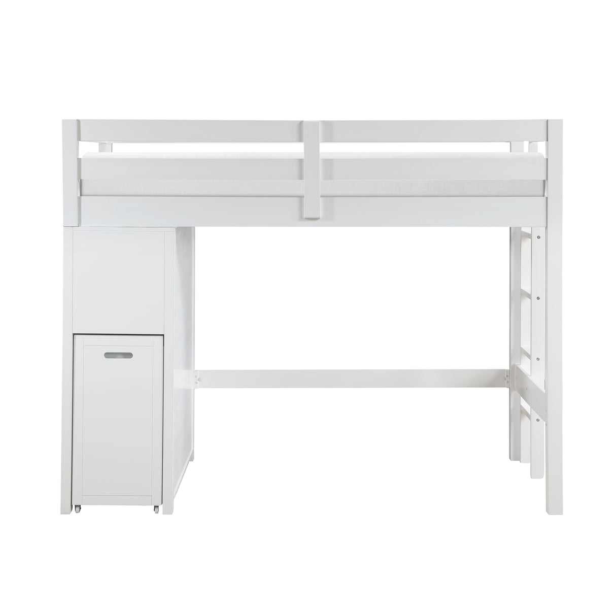 Sloane White Twin/Full Loft Bunk Bed with Chest and Hidden Desk from Homelegance - Luna Furniture